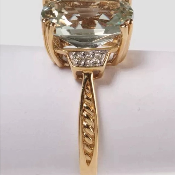 Gorgeous Natural 5.5 CT Prasiolite & Diamonds Michael Valitutti 14K Ring Size 8 - Picture 16 of 16